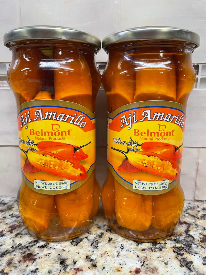 2 JARS Belmont Aji Amarillo Entero Yellow Chili In Brine 20oz Jar Pepper