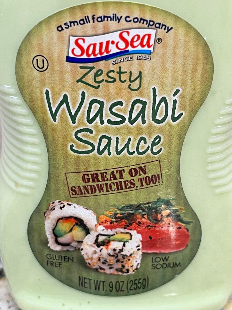 4 BOTTLES Sau Sea Zesty Wasabi Sauce 9 oz Horseradish Squeezable Bottle Sushi