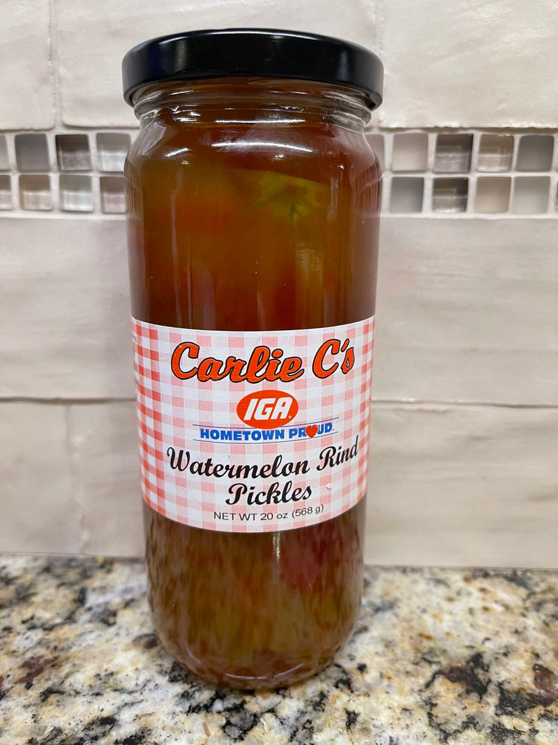 Carlie C's Sweet Pickled Watermelon Rind Pickles 20 oz Jar Sauce Relish Salad