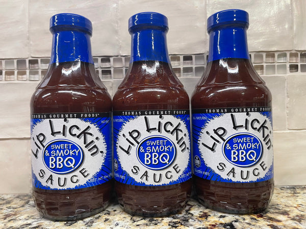 3 BOTTLES Thomas Gourmet Sweet & Smoky Lip Lickin' BBQ Sauce 19 oz Barbecue