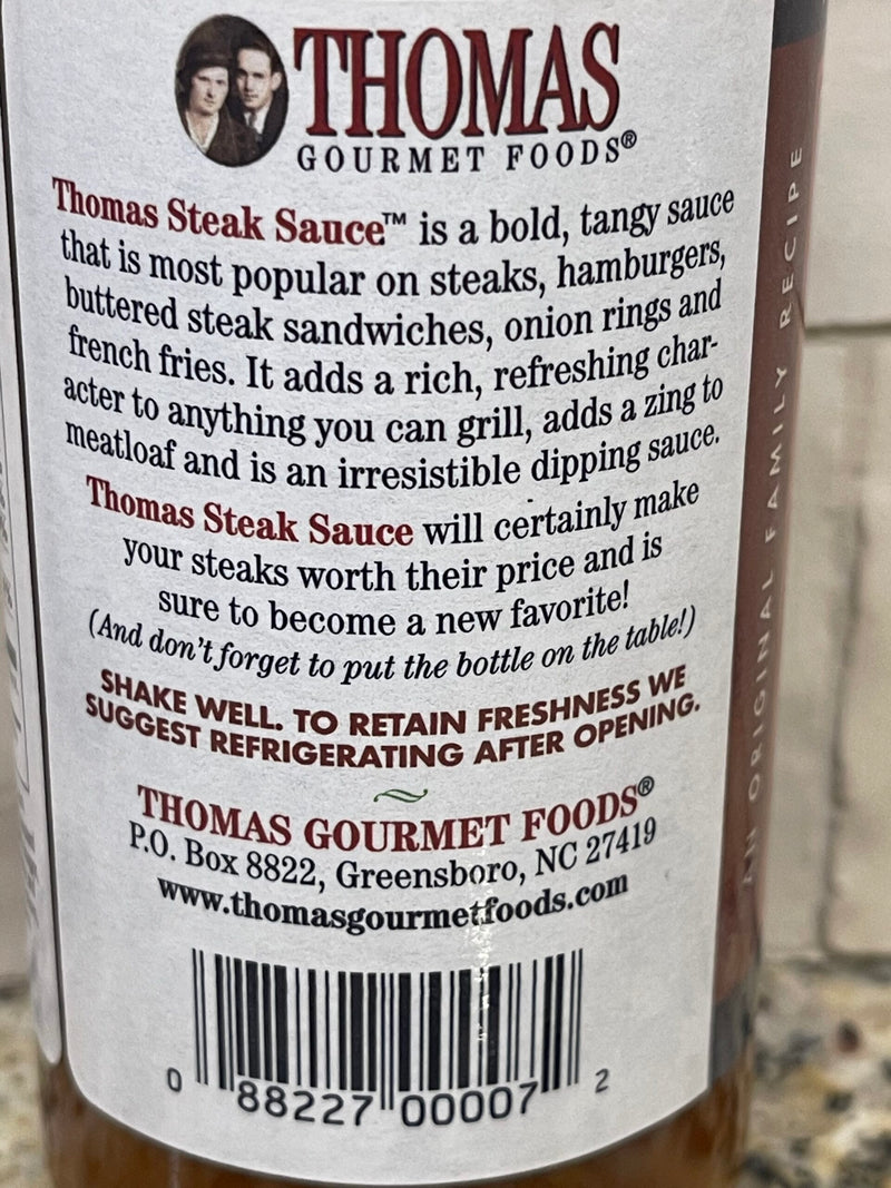 3 BOTTLES Thomas Gourmet Steak Sauce 10 oz Ribeye Tbone BBQ Burger