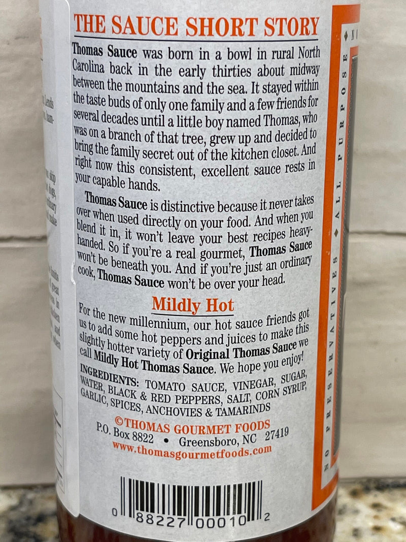 3 BOTTLES Thomas Gourmet Foods Mildly Hot Thomas Sauce 14 oz