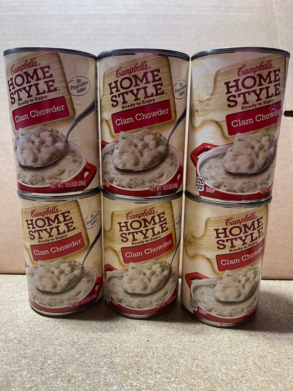 6 Campbell's Homestyle Clam Chowder Soup 10.5 oz Cans New England