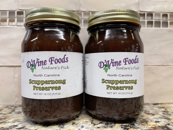 2 Jars D'vine Foods Scuppernong Preserves 18 oz Jar Sweet Tart Grape Jam