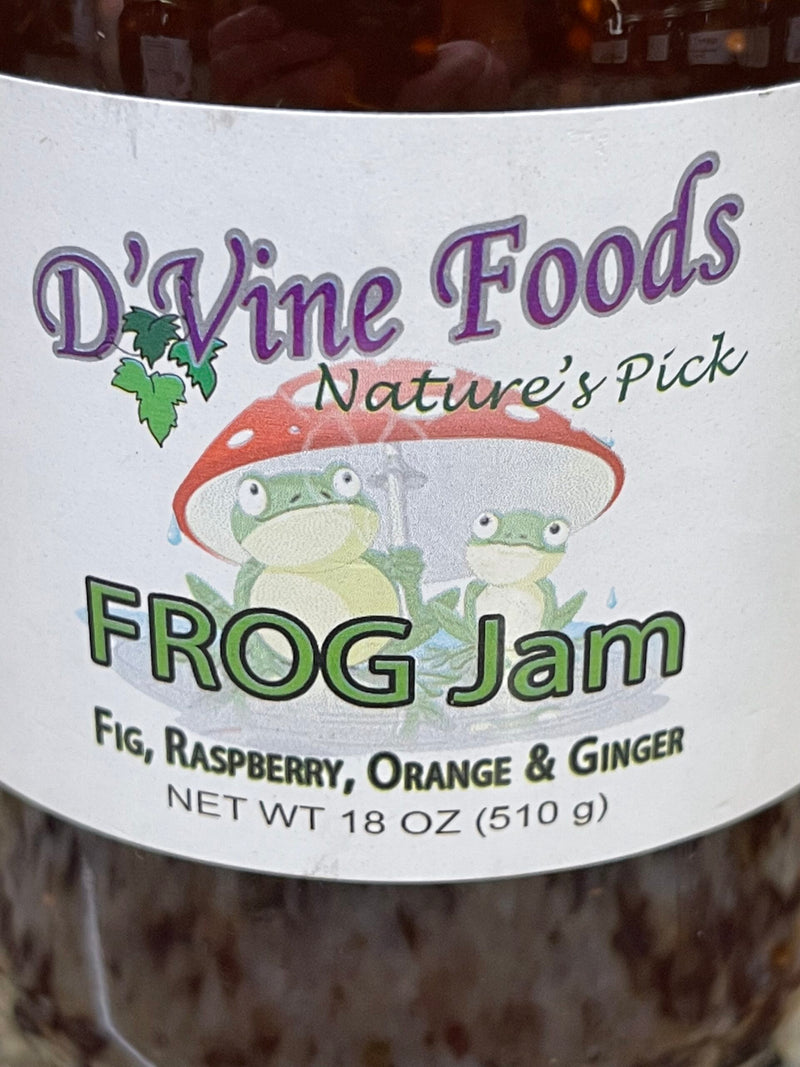 2 Jars D'vine Foods FROG Jam 18 oz Jar Fig Raspberry Orange Ginger Jelly