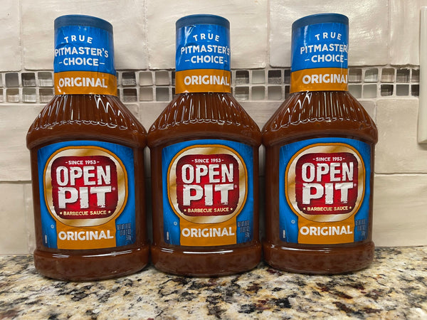 3 BOTTLES Open Pit Blue Label Original Barbecue Sauce 18 oz BBQ Burger