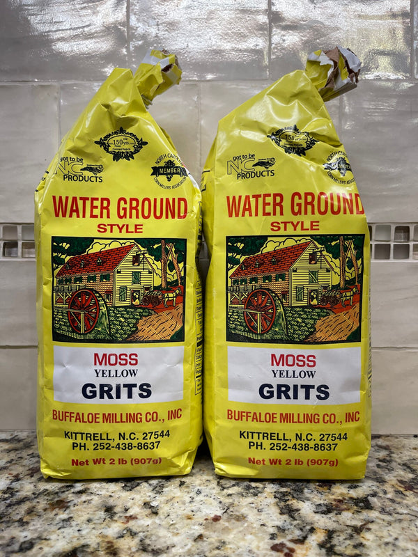 2 BAGS Moss Water Ground Style Grits Yellow 2 lb corn hominy flour NC