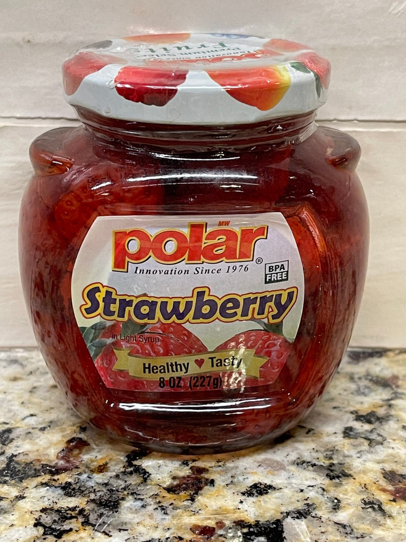 4 JARS Polar Strawberry in Light Syrup 8 oz jar Strawberries Sundae Cake