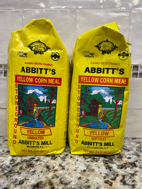 2 BAGS Abbitts Mills Fine Yellow Corn Meal 2 Lb Bag flour Sifted