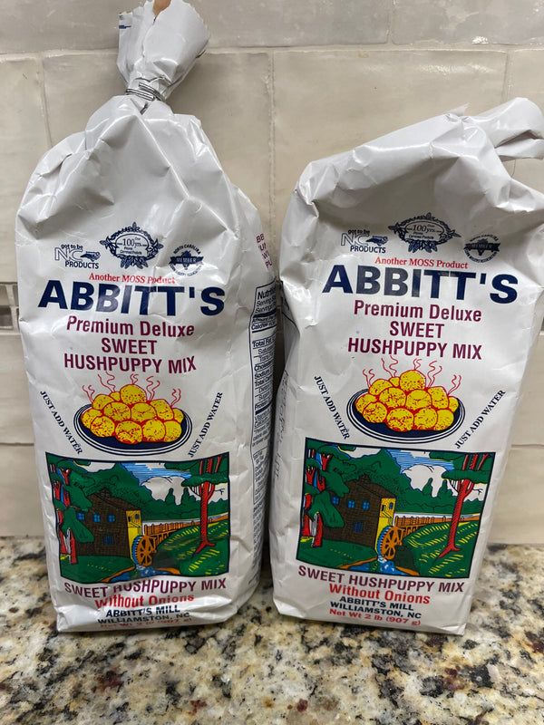 2 BAGS Abbitts Mills Premium Deluxe Sweet Hush Puppy Mix 2 Lb Bag fritter