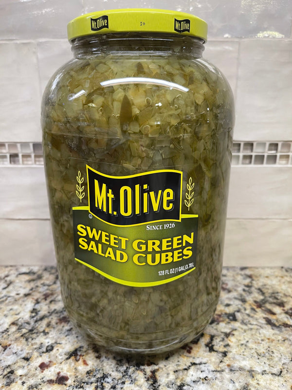 1 Gallon Mt. Olive Sweet Green Salad Cubes Pickle Relish Salad Mount