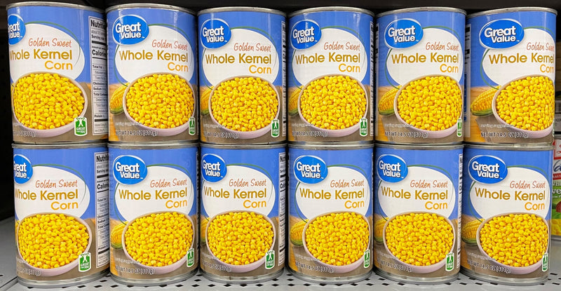 12 CANS Great Value Golden Sweet Whole Kernel Corn 15 oz Can Vegetable