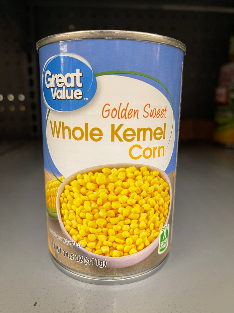 12 CANS Great Value Golden Sweet Whole Kernel Corn 15 oz Can Vegetable