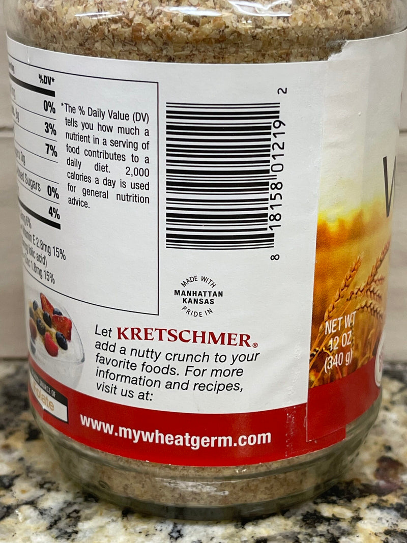 2 JARS Kretschmer Original Toasted Wheat Germ 12 Oz Flour Non GMO