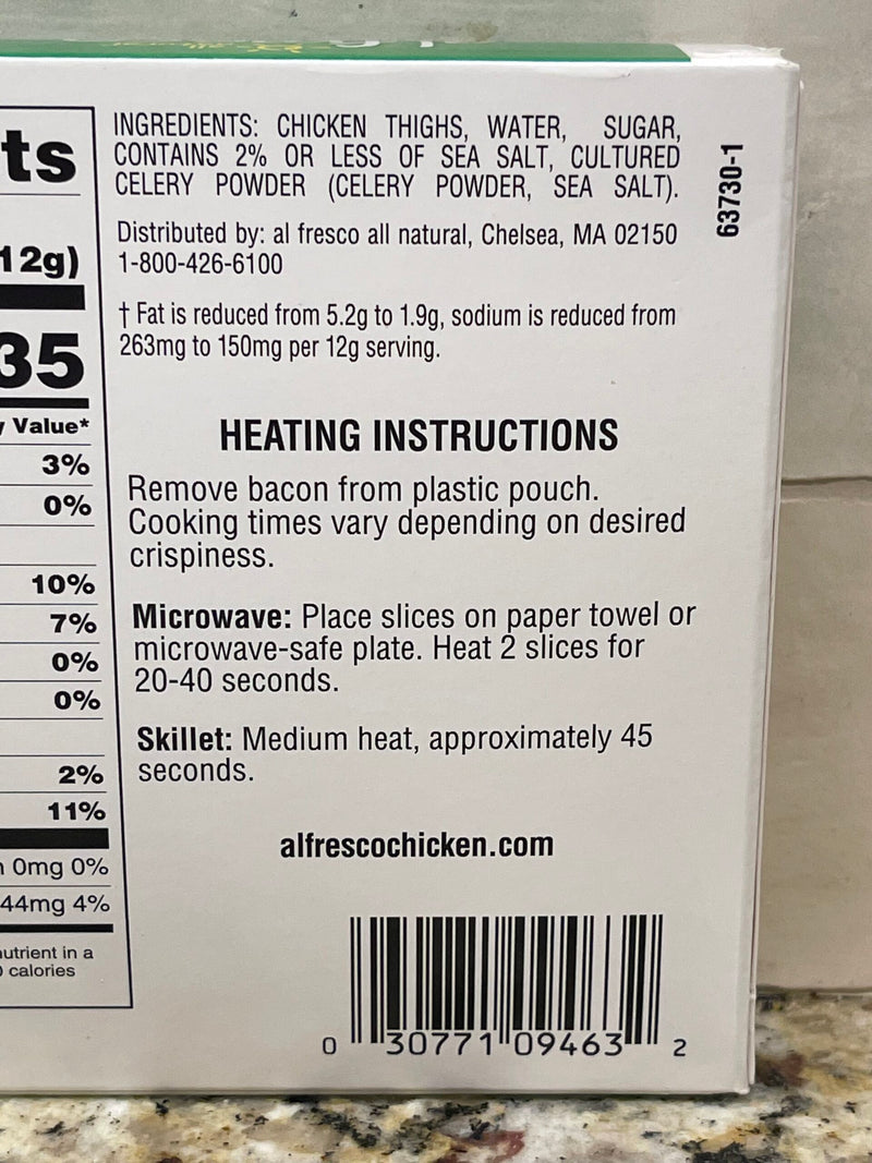 2 PACKS Al Fresco Original Uncured Chicken Bacon 3 Oz Fully Cooked