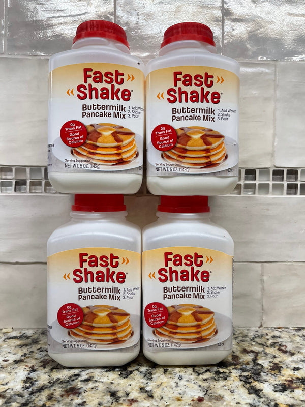 4 Bottles Fast Shake Buttermilk Pancake Mix 10.5 oz. Jug Waffle Syrup