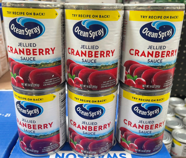 6 CANS Ocean Spray Jellied Cranberry Sauce 14 Oz Can Dressing Jelly turkey