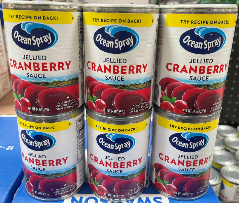 6 CANS Ocean Spray Jellied Cranberry Sauce 14 Oz Can Dressing Jelly turkey