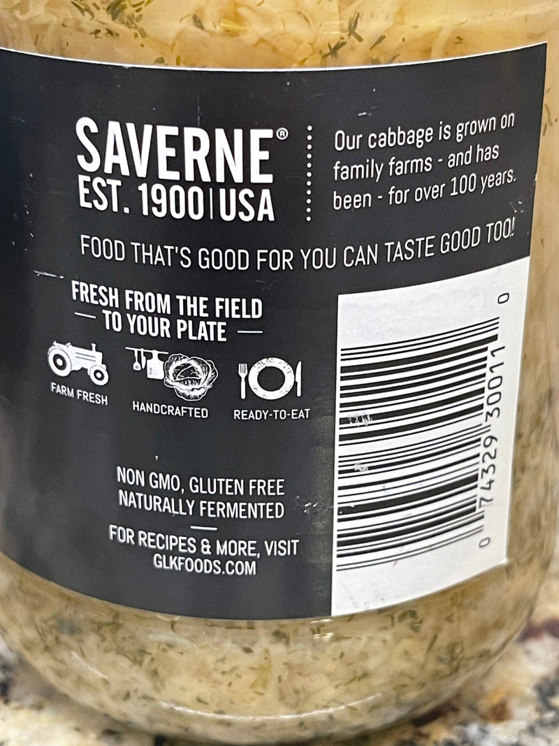 3 JARS Saverne Organic Dill & Garlic Kraut 16 oz Sauerkraut Pickled Cabbage