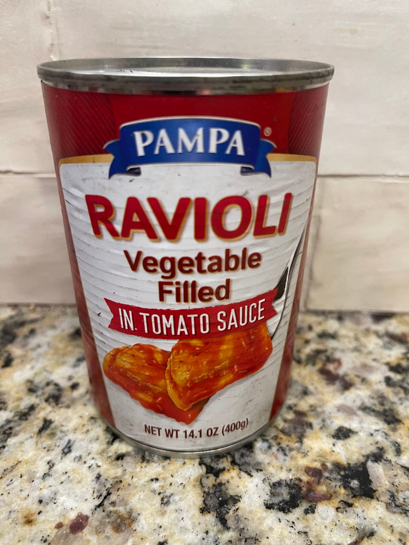 4 CANS Pampa Ravioli Pasta Vegetable Filled in Tomato Sauce 14.1 Oz Can