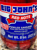 2 JARS Big John's Pickled Pork Sausage 8 oz Jar Red Hots Meat Wieners