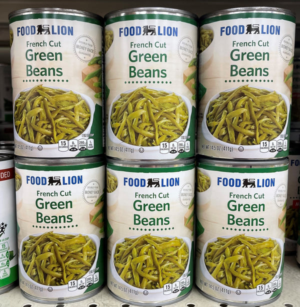 6 CANS Food Lion French Cut Green Beans 14.5 oz Can String