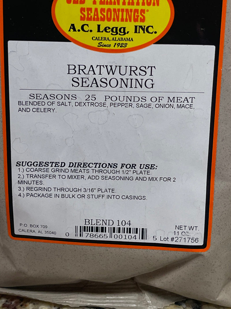 2 BAGS AC Legg’s Bratwurst Sausage Seasoning 16 oz Blend Pork