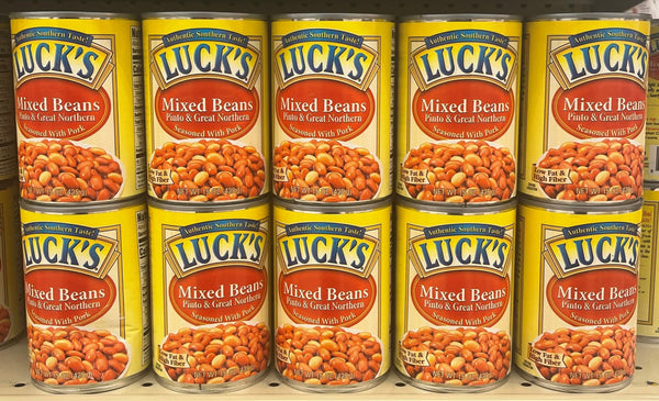 10 CANS Luck's Mixed Beans Pinto Great Northern with Pork 15 oz Can