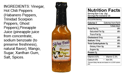 3 BOTTLES D'Vine Foods Scorpion Hot Pepper Sauce 5 oz Pork BBQ Taco