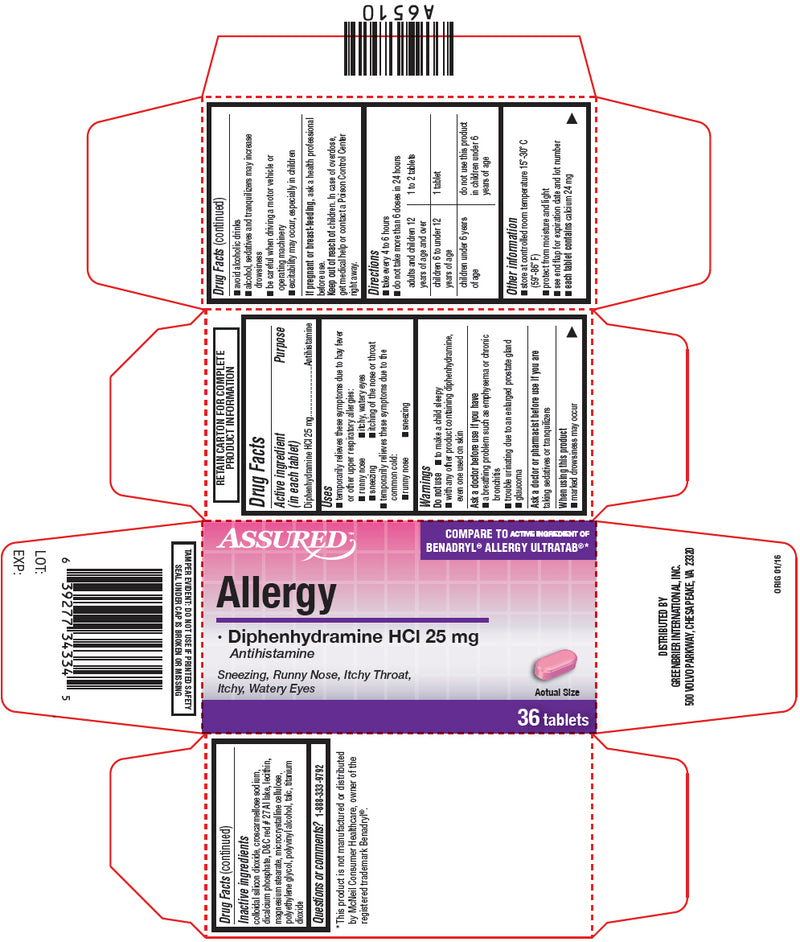 6 Bottles Assured Allergy Relief Antihistamine Diphenhydramine tablet 36 ct