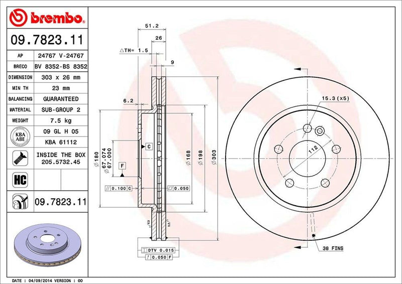 New Pair of Brembo UV Coated Front Brake Rotors for Mercedes-Benz ML320 ML350 ML430