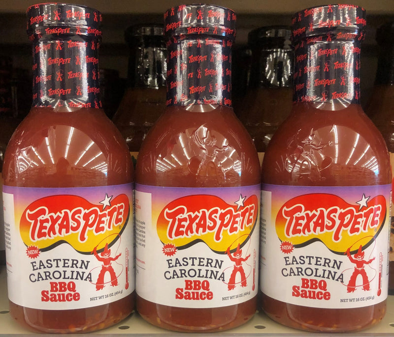 3 BOTTLES Texas Pete Eastern Carolina BBQ Sauce 16 oz Barbeque Vinegar NC