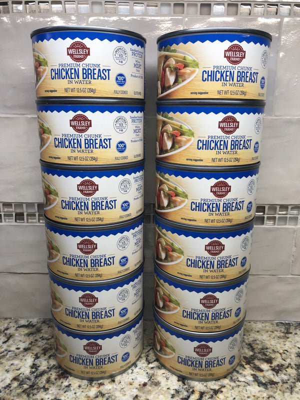 12 CANS Wellsley Farms Premium Chunk Chicken Breast in Water FREE SHIP