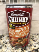 12 Campbell's CHUNKY Wicked Thai-Style Chicken with Rice & Vegetables Soup 18.6 oz Cans