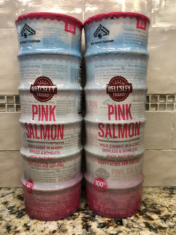 12 CANS Wellsley Farms Alaskan Pink Salmon 6 oz. FREE SHIP