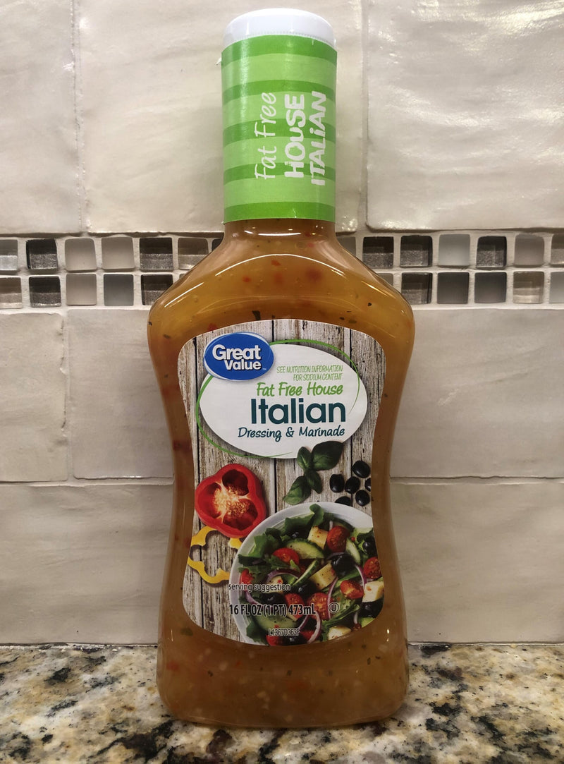 4 BOTTLES Great Value Fat Free House Italian Salad Dressing 16 oz FREE SHIP