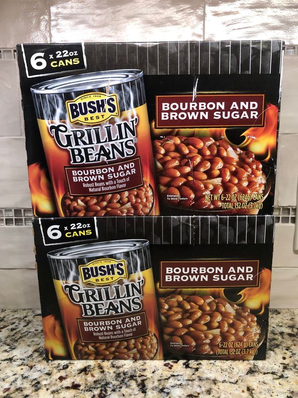 12 CANS Bush's Grillin' Baked Beans Bourbon and Brown Sugar 22 oz Navy FREE SHIP