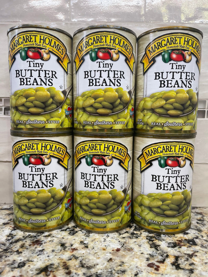 6 CANS Margaret Holmes Southern Style Tiny Butter Beans 15 oz Can Lima