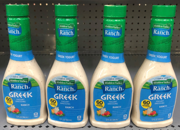 4 BOTTLES Hidden Valley Greek Yogurt Original Ranch Salad Dressing Dip Mix 12 oz