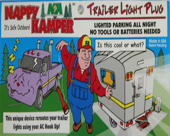 NAPPY KAMPER Trailer Park Tail Lamp Light Plug Camper Travel Trailer Pop Up Camp-20925