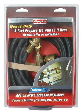 Propane 3 Port Supply Regulator Tee and Hose Trailer Camper RV Motorhome LP Gas-20582