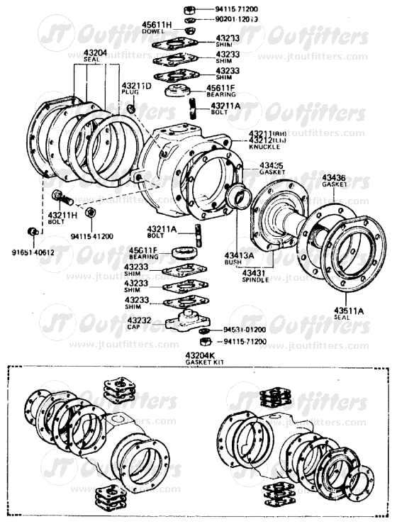 Knuckle Rebuild Kit Toyota Land Cruiser FJ40 FJ55 76-78-11027