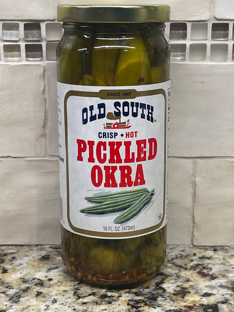 Old South Crisp Hot Pickled Okra 16 oz Jar Pickle Sauce Relish Salad