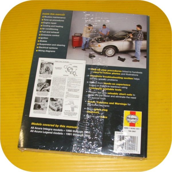 Repair Manual Book Acura Integra & Legend 90-95 owners-11553