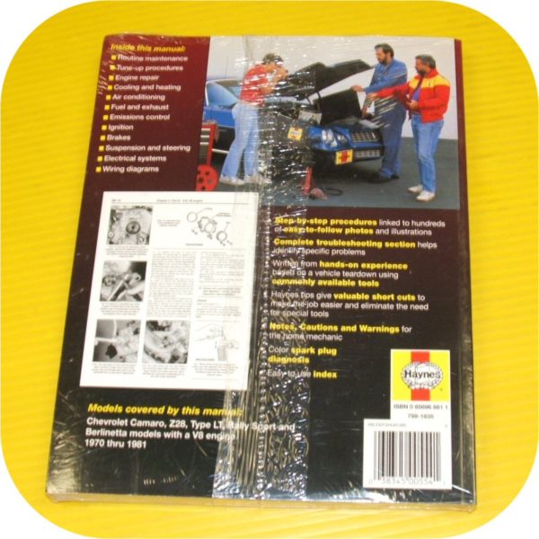 Repair Manual Book Chevy Camaro Z28 Berlinetta 70-81 V8-11238