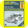 Repair Manual Book Ford Tempo Mercury Topaz 84-94 2.3-0