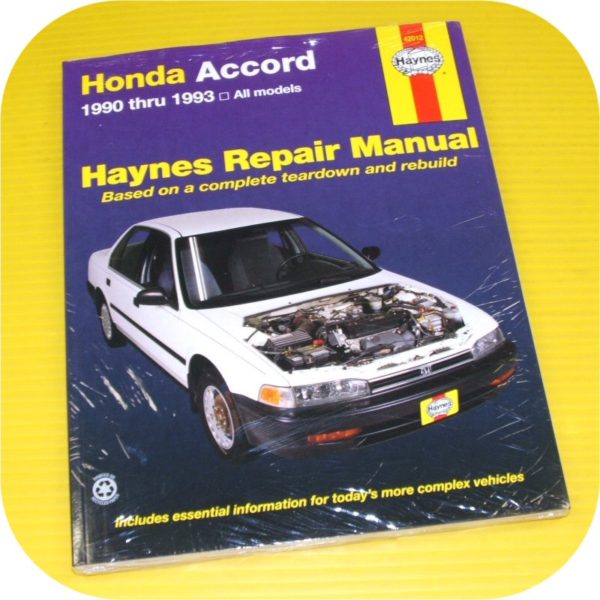 Repair Manual Book Honda Accord 90-93 DX EX LX Owners-0