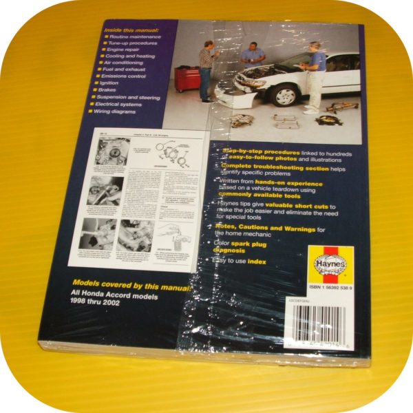 Repair Manual Book Honda Accord 98-02 DX EX LX Owners-11562