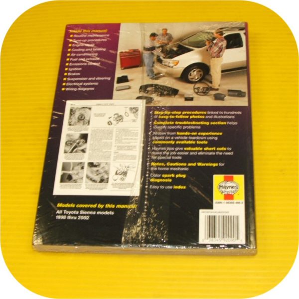 Repair Manual Book Toyota Sienna 98-02 Van Shop NEW-11289